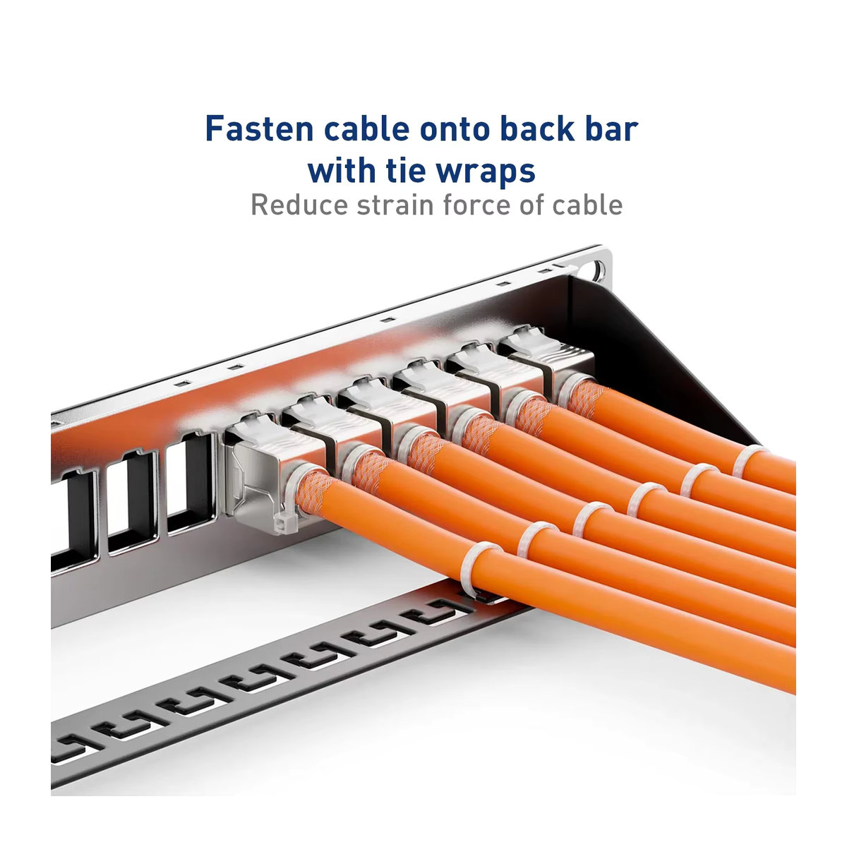 ZoeRax RJ45 Patchpanel Schwarz mit geschirmten CAT7 Keystone-Buchsen, 1U 19-Zoll Patchpanel mit abnehmbarer Rückwand für CAT7/6A Ethernet-Kabel - Bild 4