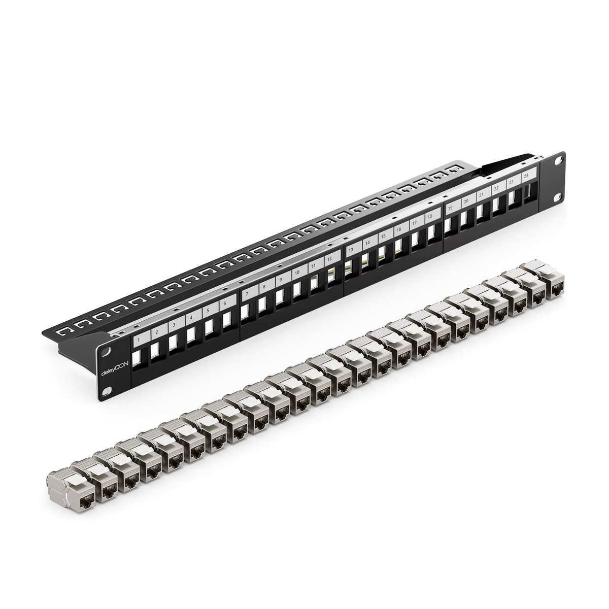 ZoeRax RJ45 Patchpanel Schwarz mit geschirmten CAT7 Keystone-Buchsen, 1U 19-Zoll Patchpanel mit abnehmbarer Rückwand für CAT7/6A Ethernet-Kabel - Bild 7