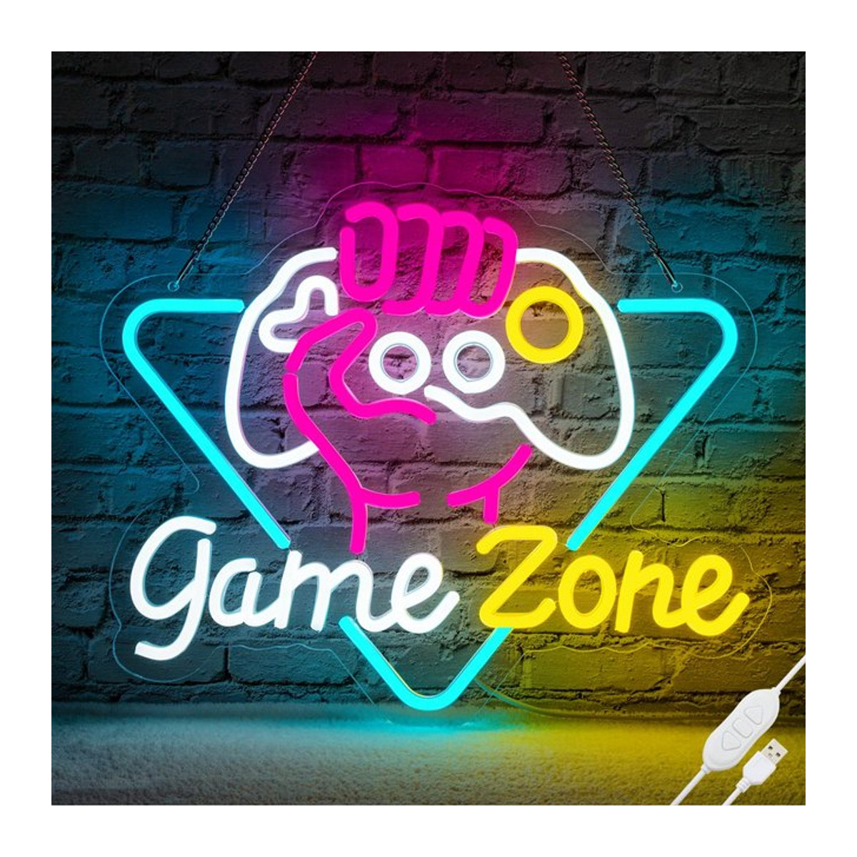 Zome Neon Zeichen LED Wanddeko aus Acryl in Bunt für Gaming und Schlafzimmer, USB Powered, B/H: 41 x 27,5 cm - Bild 1