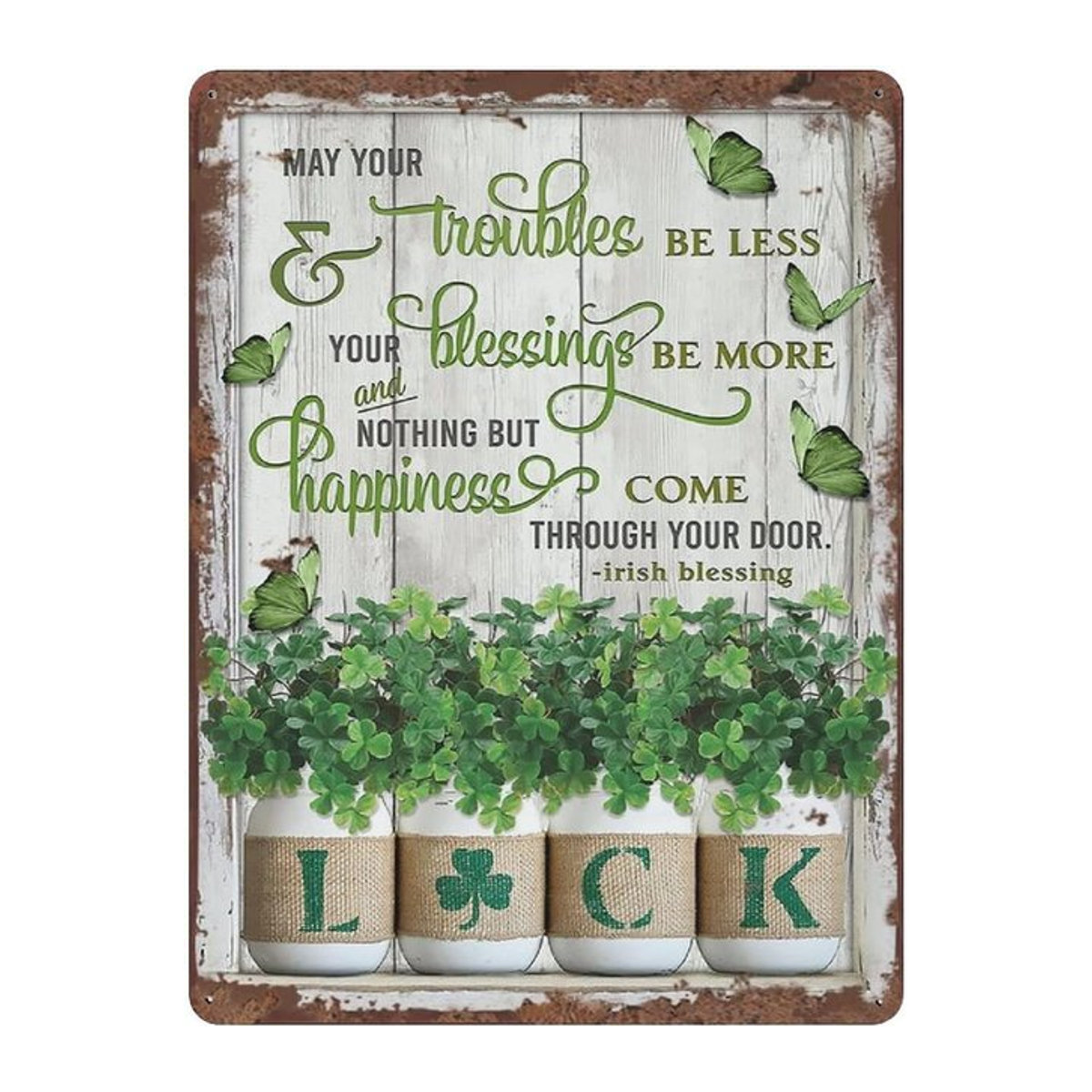 Zomyto Irish Blessing Metallschild Retro Vintage Motivierendes Zitat Weiß - Bild 1