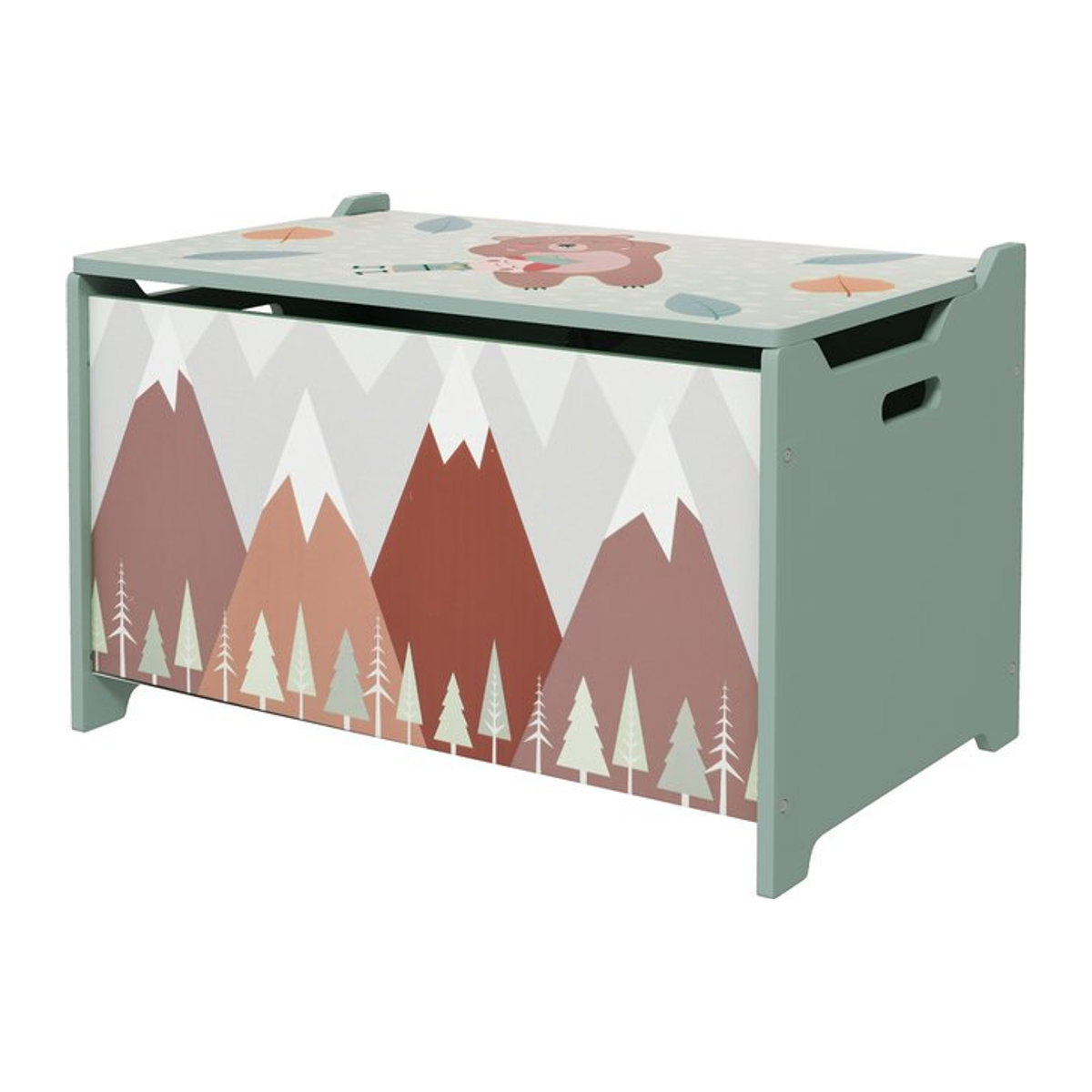 ZONEKIZ Spielzeugkiste mit Deckel und Tierdesign in Grün, B/H/L: 37 x 60 x 39 cm - Bild 1