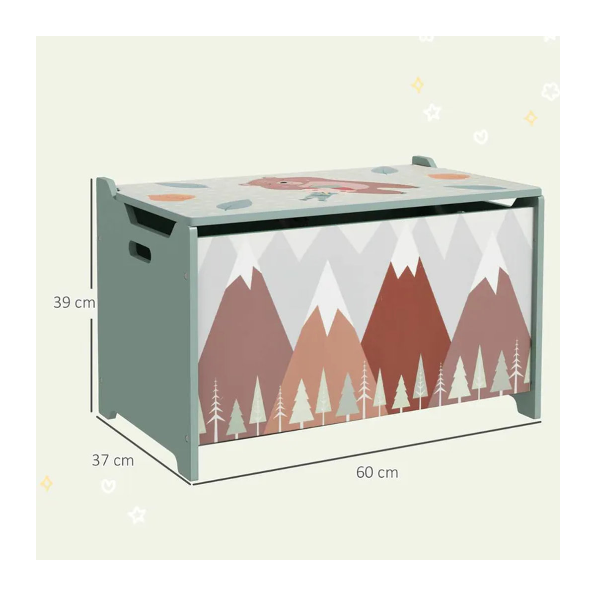 ZONEKIZ Spielzeugkiste mit Deckel und Tierdesign in Grün, B/H/L: 37 x 60 x 39 cm - Bild 4