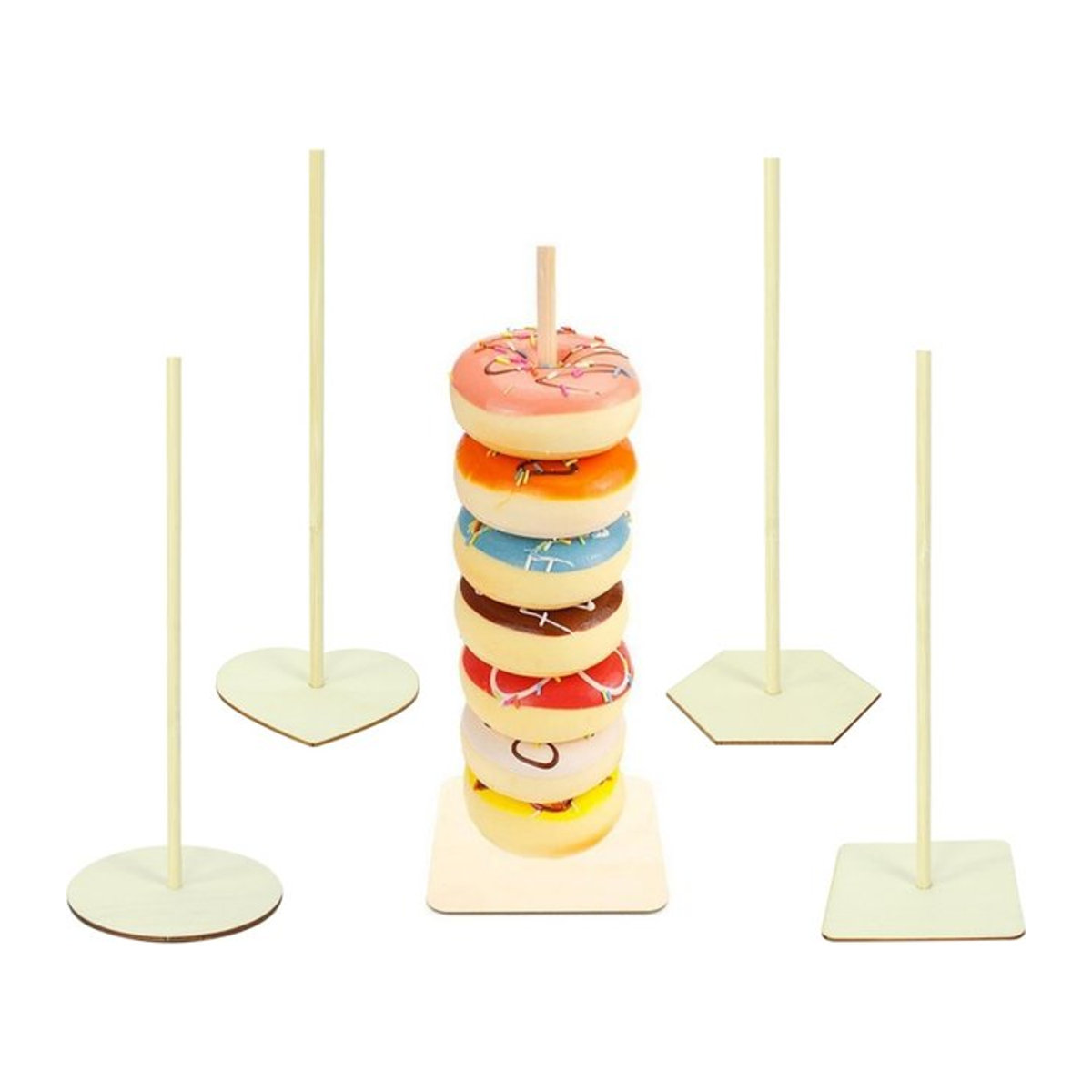 ZQCXLD Donutständer aus Holz in Braun und Beige für Hochzeit und Geburtstag, Geometrisches Dessert-Display für deine Party-Dekoration - Bild 1