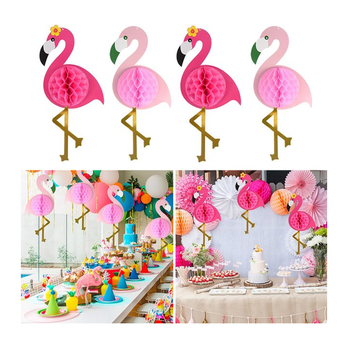 ZQCXLD Flamingo Waben Papier Ball Dekoration in Rosa für Hawaii und Geburtstagspartys - Bild 1