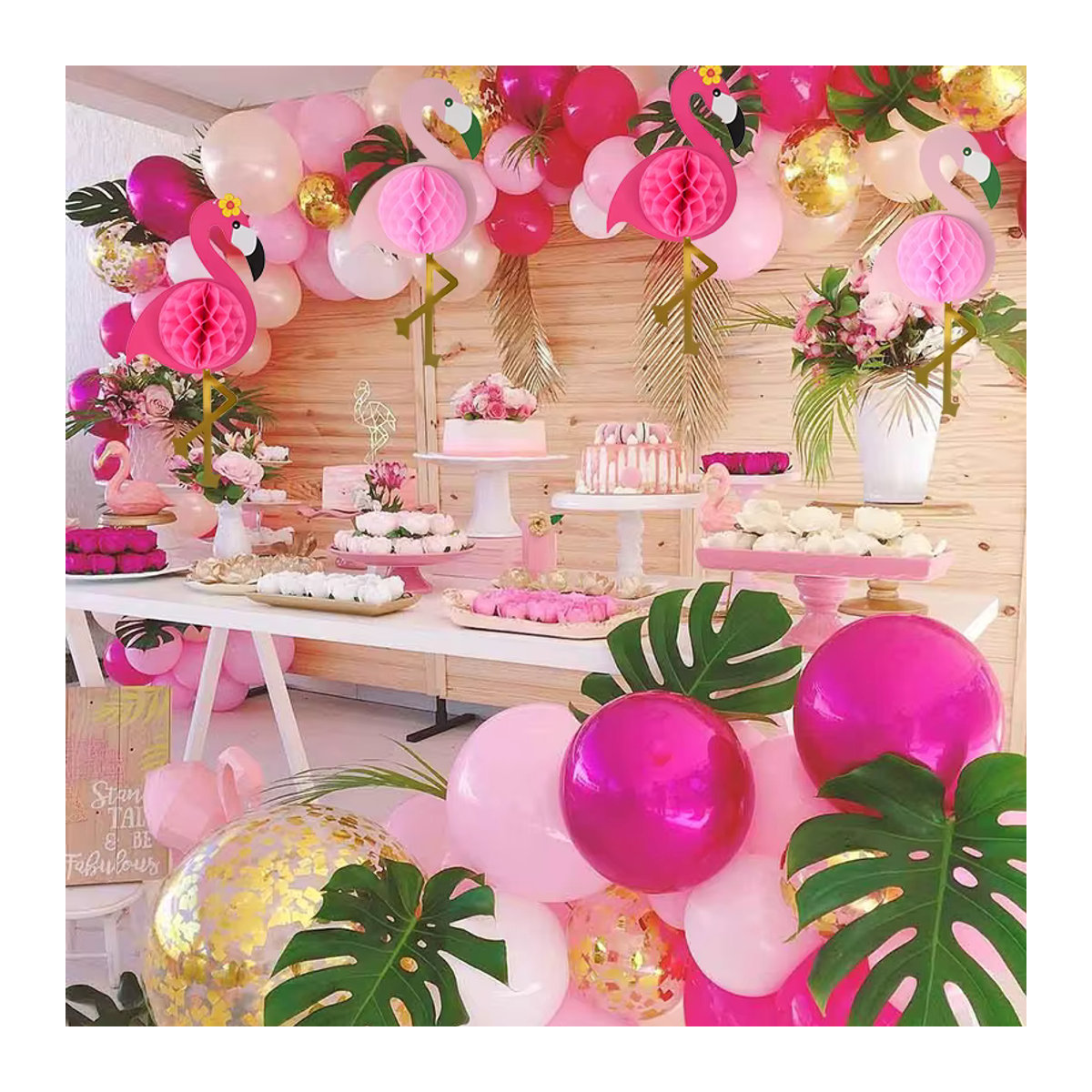 ZQCXLD Flamingo Waben Papier Ball Dekoration in Rosa für Hawaii und Geburtstagspartys - Bild 3