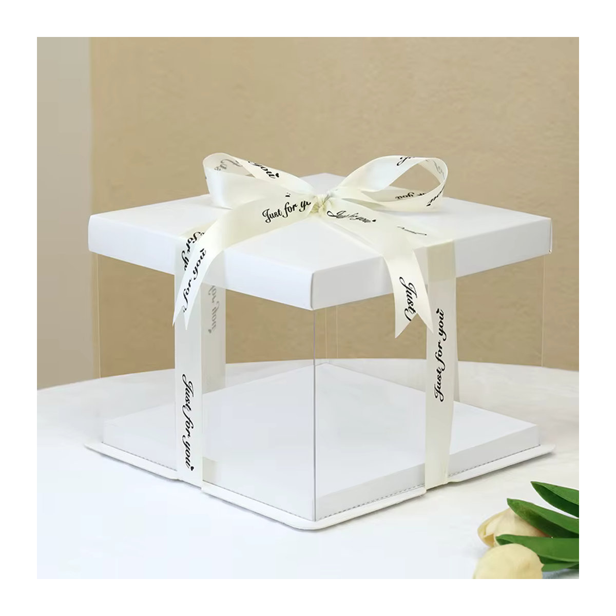 ZQCXLD Geschenkbox für Rose und Teddybär, transparent, Kunststoff, B/T/H: 30 x 30 x 30 cm - Bild 3