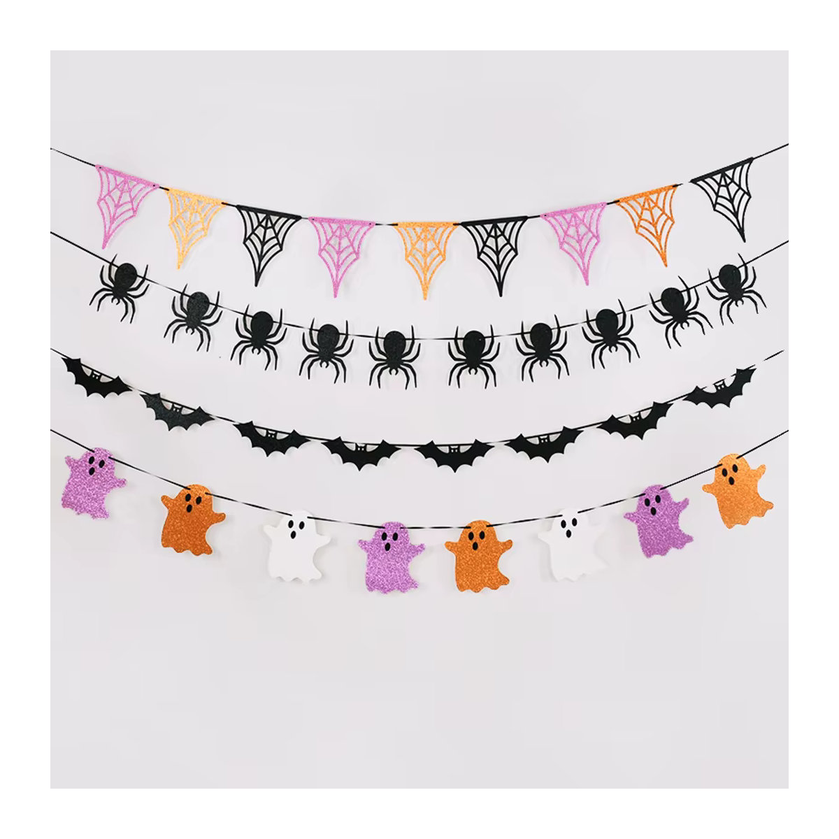 ZQCXLD Halloween Papier Girlande mit Fledermaus, Spinne und Geist in Mehrfarbig für DIY Party Dekorationen - Bild 3