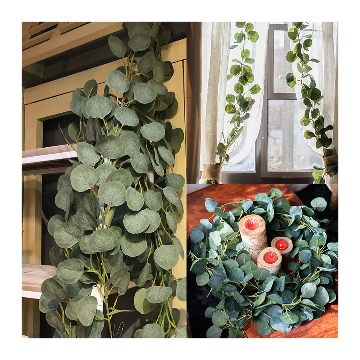 ZQCXLD Künstliche Eukalyptus Girlande in Grün als hängende Faux Pflanze für Hochzeiten und Frühlingsdekorationen - Bild 3
