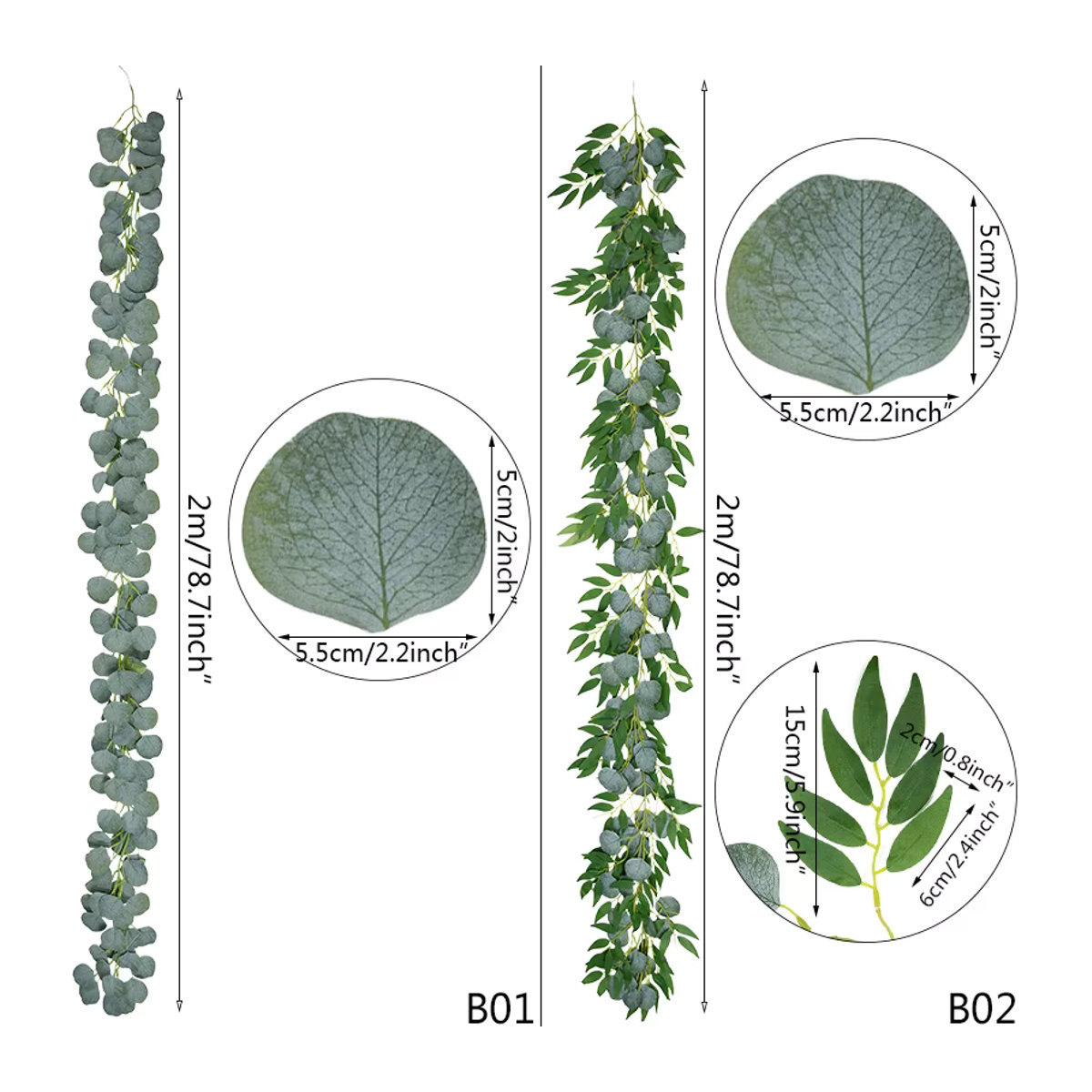 ZQCXLD Künstliche Eukalyptus Girlande in Grün als hängende Faux Pflanze für Hochzeiten und Frühlingsdekorationen - Bild 6
