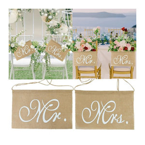 ZQCXLD Mr.Mrs. Wedding Stuhllehnen Banner aus Jute in Beige und Braun, rustikale Deko-Flaggen für Braut und Bräutigam
