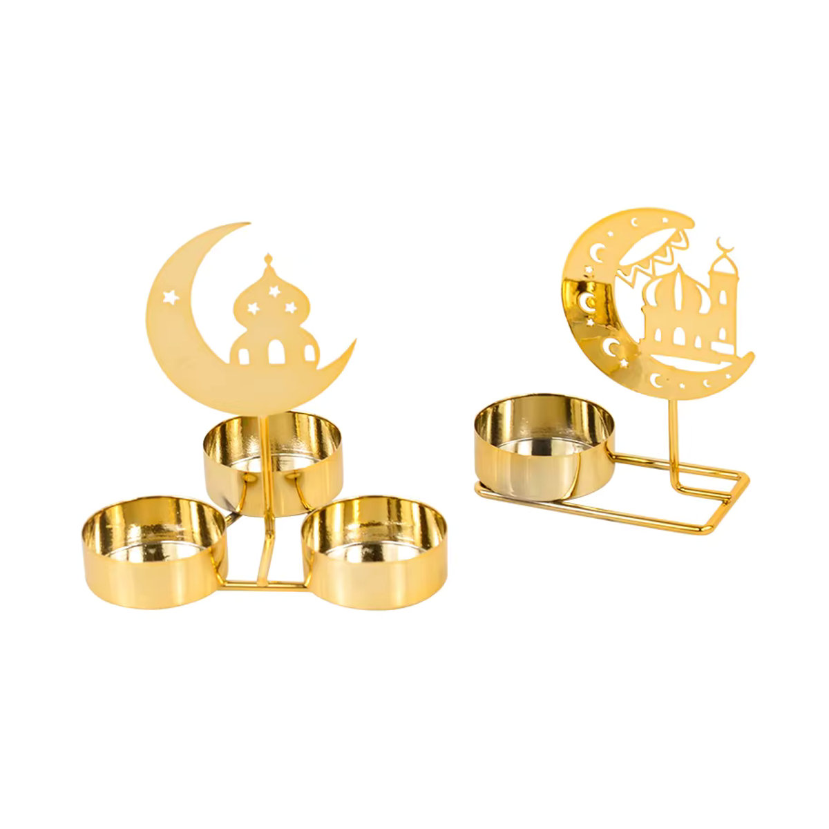 ZQCXLD Ramadan Kerzenhalter aus Metall in Gold für Teelichter, Orientalische Dekoration für Eid Mubarak und Eid Al Adha - Bild 3