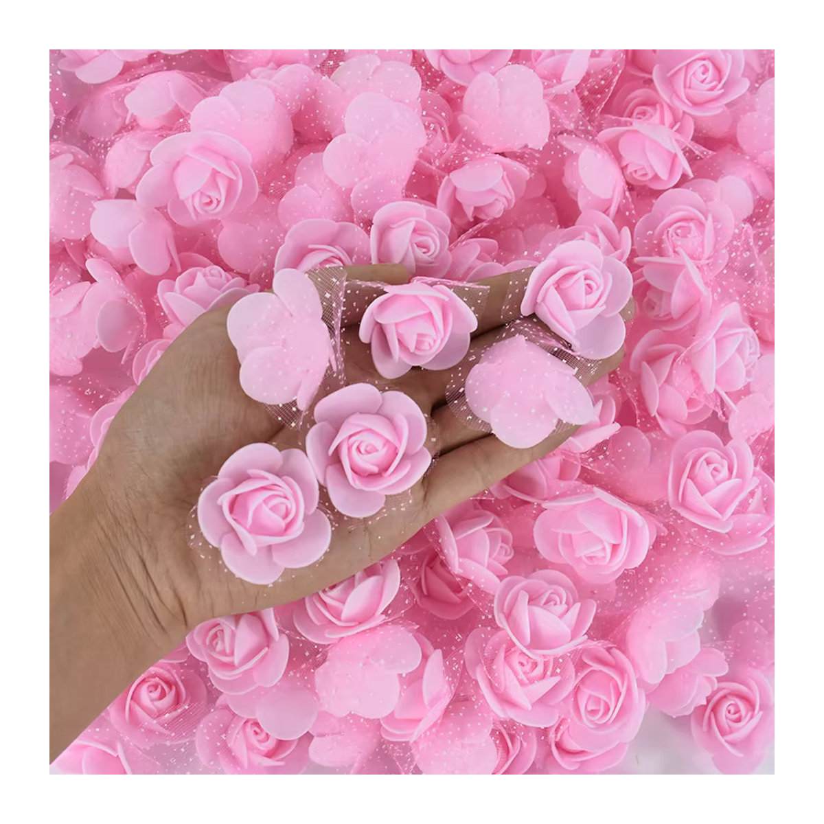 ZQCXLD Rosa PE-Schaum-Rosen, künstliche Blumenköpfe für Hochzeit und DIY-Dekoration, 100 Stück, Durchmesser: 4 cm - Bild 2