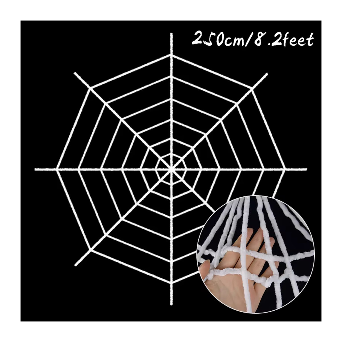 ZQCXLD Spinnennetz Halloween Dekoration aus Textil in Schwarz und Weiß, dehnbar, 150 x 250 cm - Bild 1