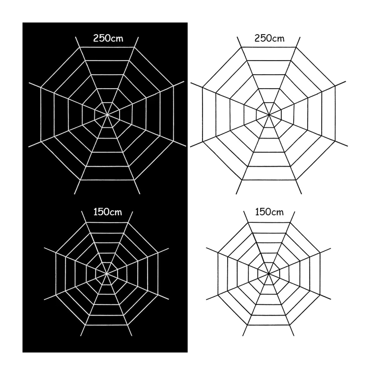 ZQCXLD Spinnennetz Halloween Dekoration aus Textil in Schwarz und Weiß, dehnbar, 150 x 250 cm - Bild 2