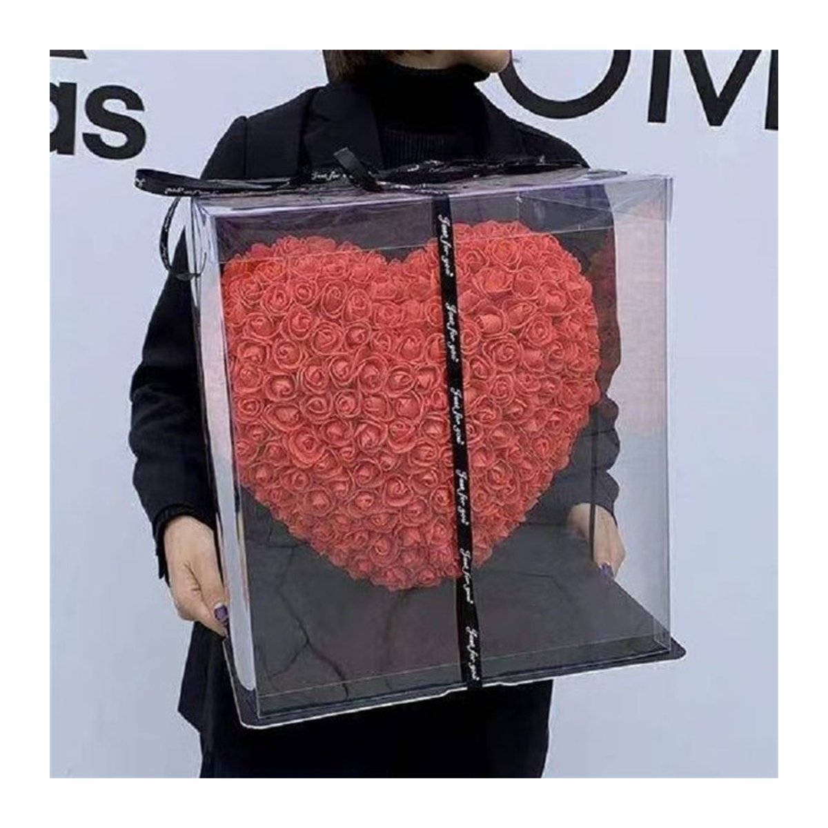 ZQCXLD Trockenrosen in Herzform, Rot, Durchmesser: 18 cm, ideale Dekoration für Valentinstag, Hochzeit und Geburtstag - Bild 1