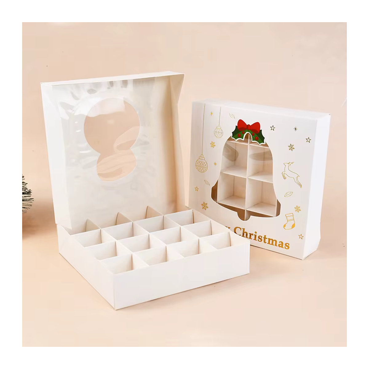 ZQCXLD Weihnachts-Geschenkboxen aus weißem Papier für Süßigkeiten und Kekse, rechteckig und stehend - Bild 2