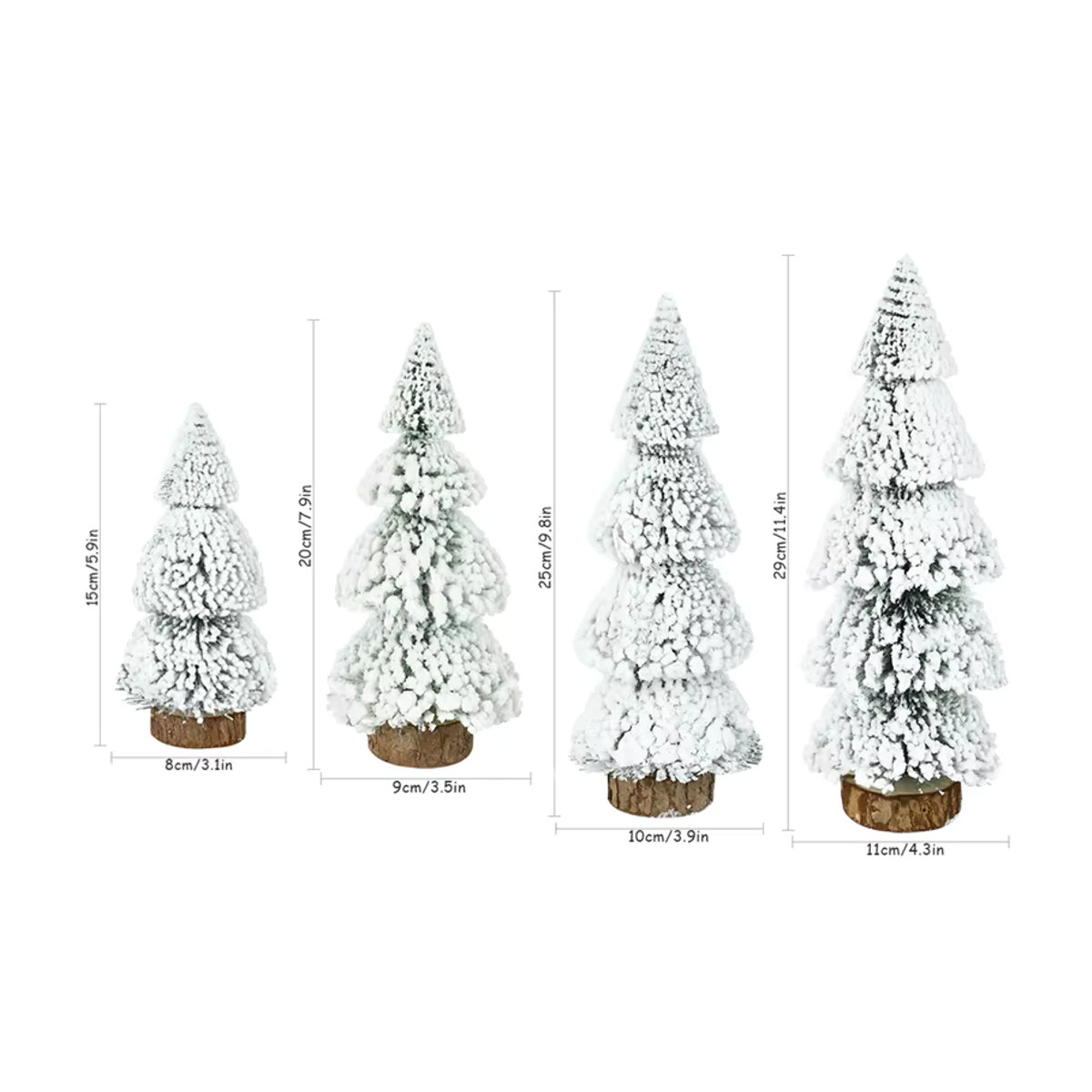 ZQCXLD Weihnachtsbaum Desktop-Dekoration Beflockte Miniatur-Tanne in Weiß mit Holzornamenten - Bild 5
