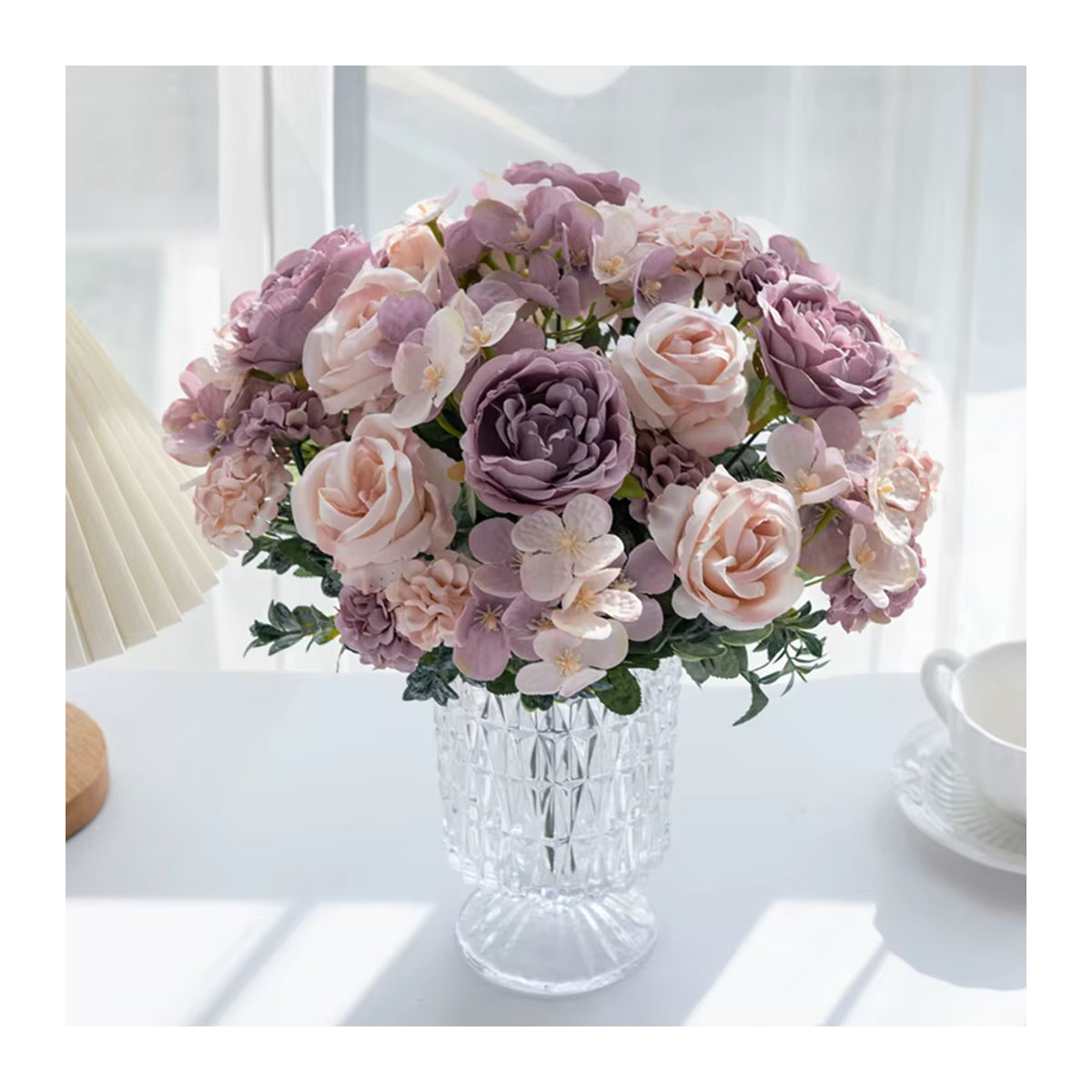 ZQCY Künstliche Blumen in Rosa aus Textil mit Rosen, Pfingstrosen und Hortensien für Hochzeiten und DIY-Dekorationen - Bild 2