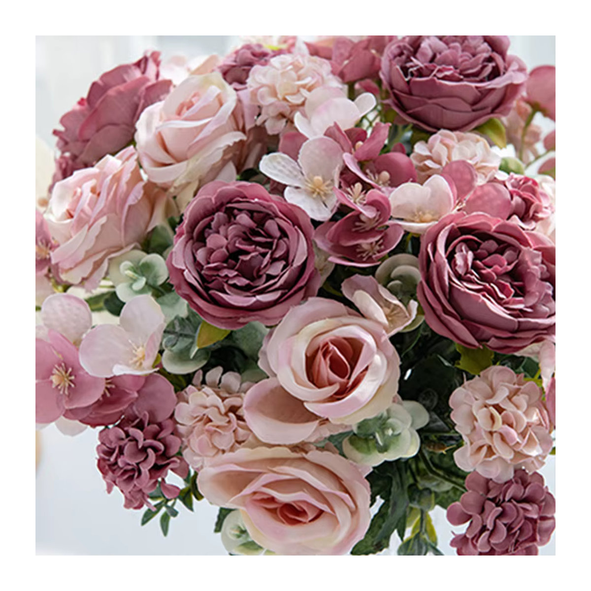 ZQCY Künstliche Blumen in Rosa aus Textil mit Rosen, Pfingstrosen und Hortensien für Hochzeiten und DIY-Dekorationen - Bild 3
