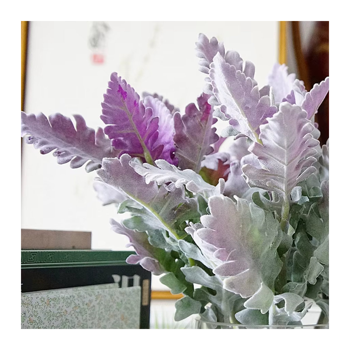 ZQCY Künstliche Blumen Lagomorpha als Bouquet in Grün und Lila aus Textil für deine Hochzeits- und Raumdekoration - Bild 2