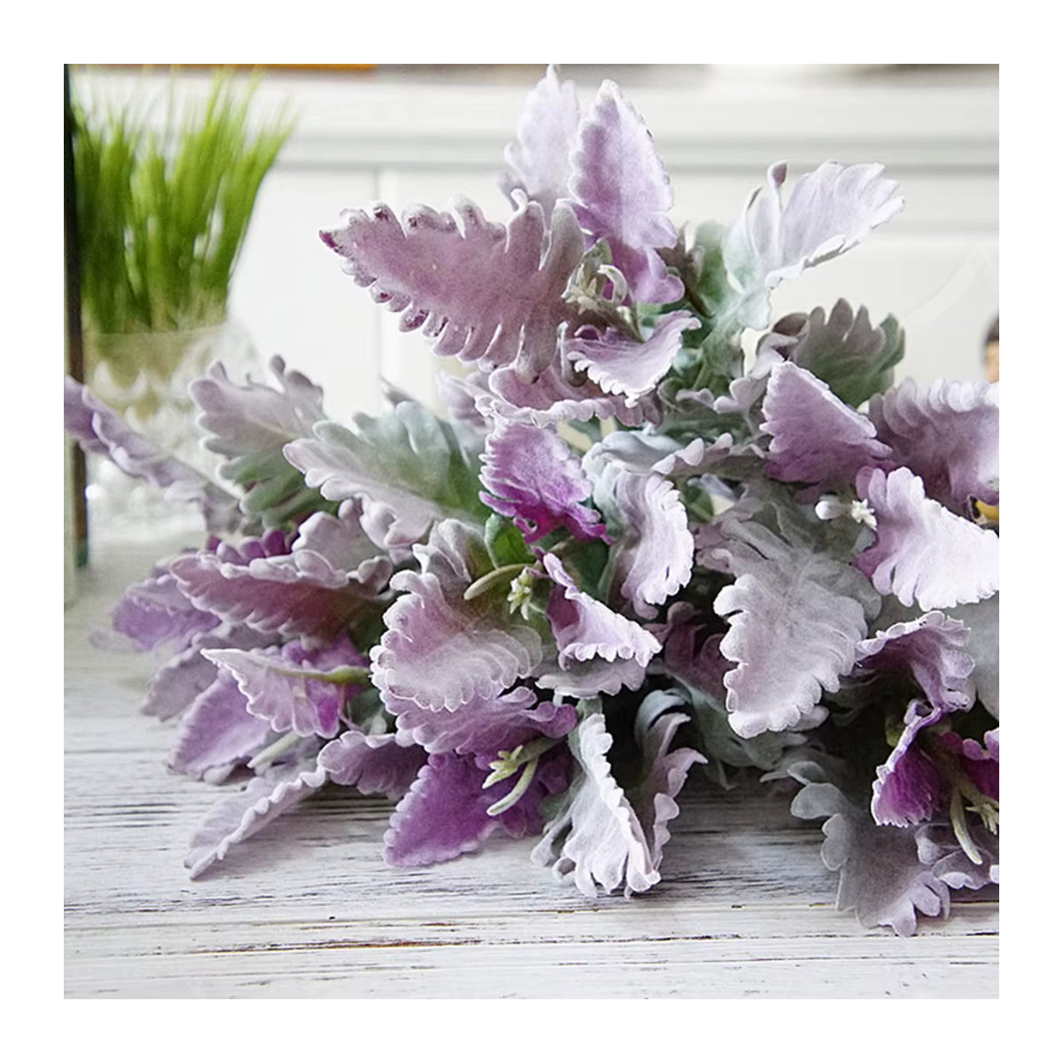 ZQCY Künstliche Blumen Lagomorpha als Bouquet in Grün und Lila aus Textil für deine Hochzeits- und Raumdekoration - Bild 5
