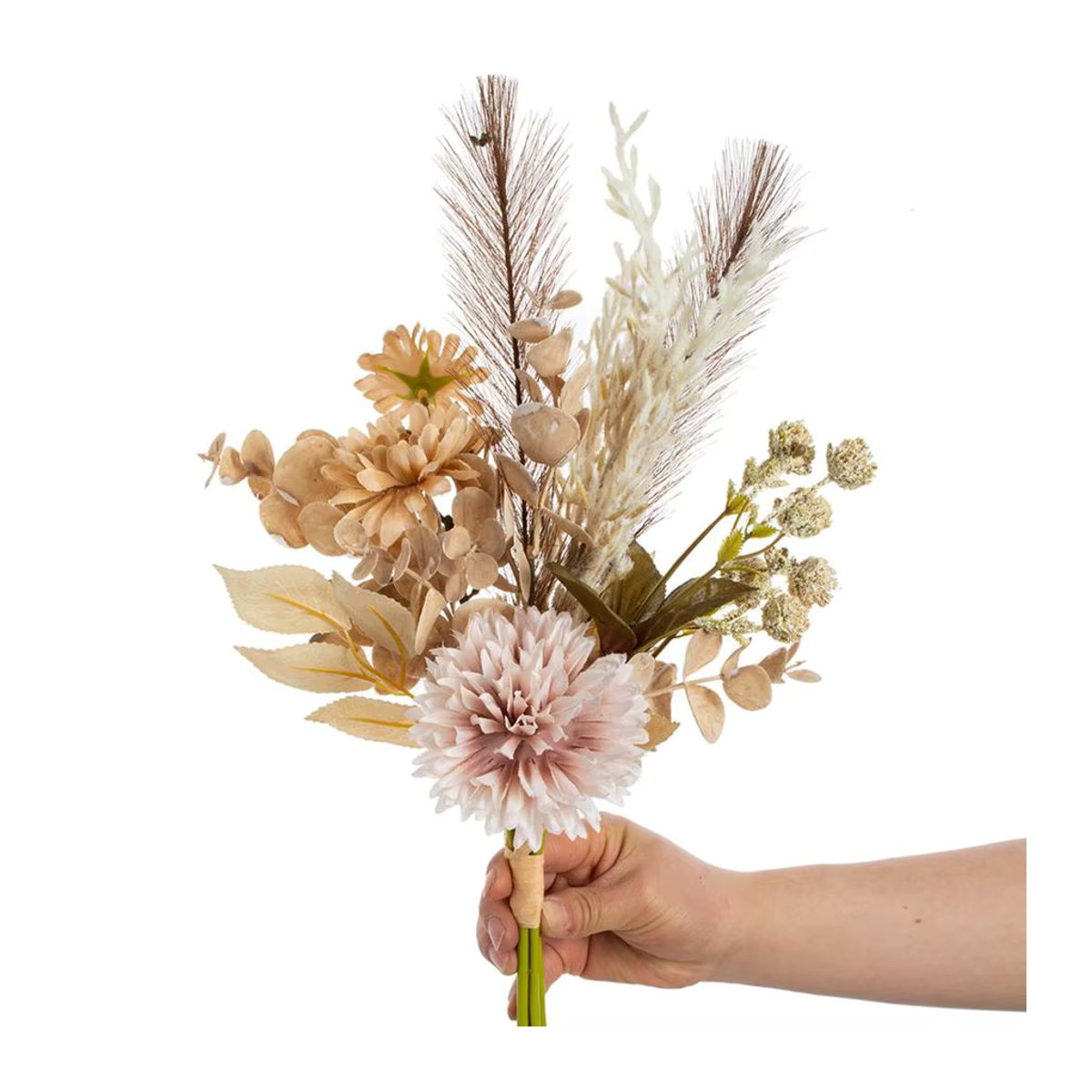 ZQCY Künstliche Chrysanthemen und Schilfrohr in Beige und Mehrfarbig als Textil-Blumenstrauß für Hochzeits- und Garten-Dekoration - Bild 3