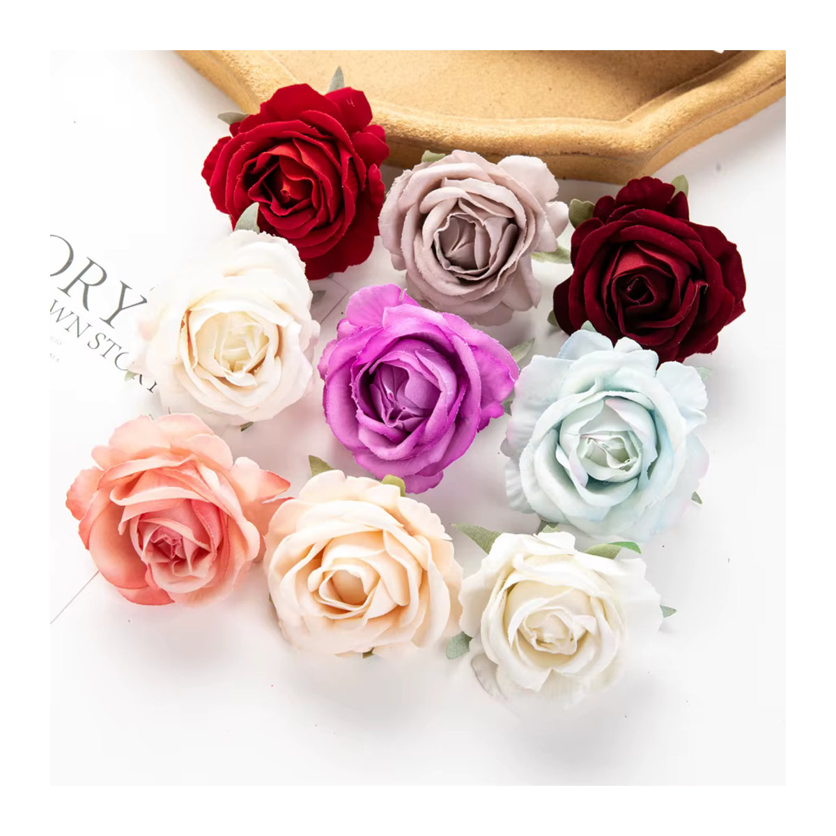 ZQCY Künstliche Flanell Rosen in Weiß und Mehrfarbig für Hochzeit und DIY-Dekoration - Bild 2