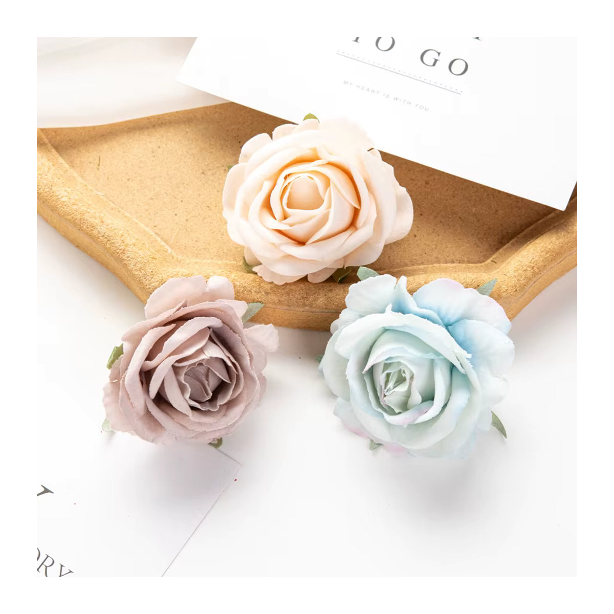 ZQCY Künstliche Flanell Rosen in Weiß und Mehrfarbig für Hochzeit und DIY-Dekoration - Bild 4