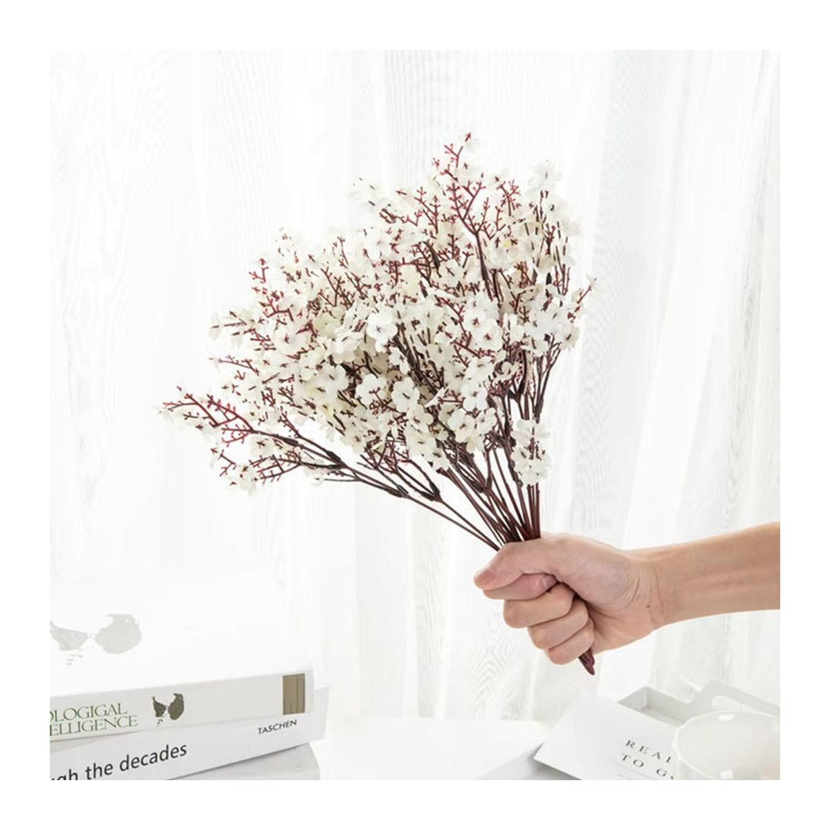 ZQCY Künstliche Gypsophila Blumen aus Seide in Rot und Weiß für Hochzeit und Dekoration - Bild 1