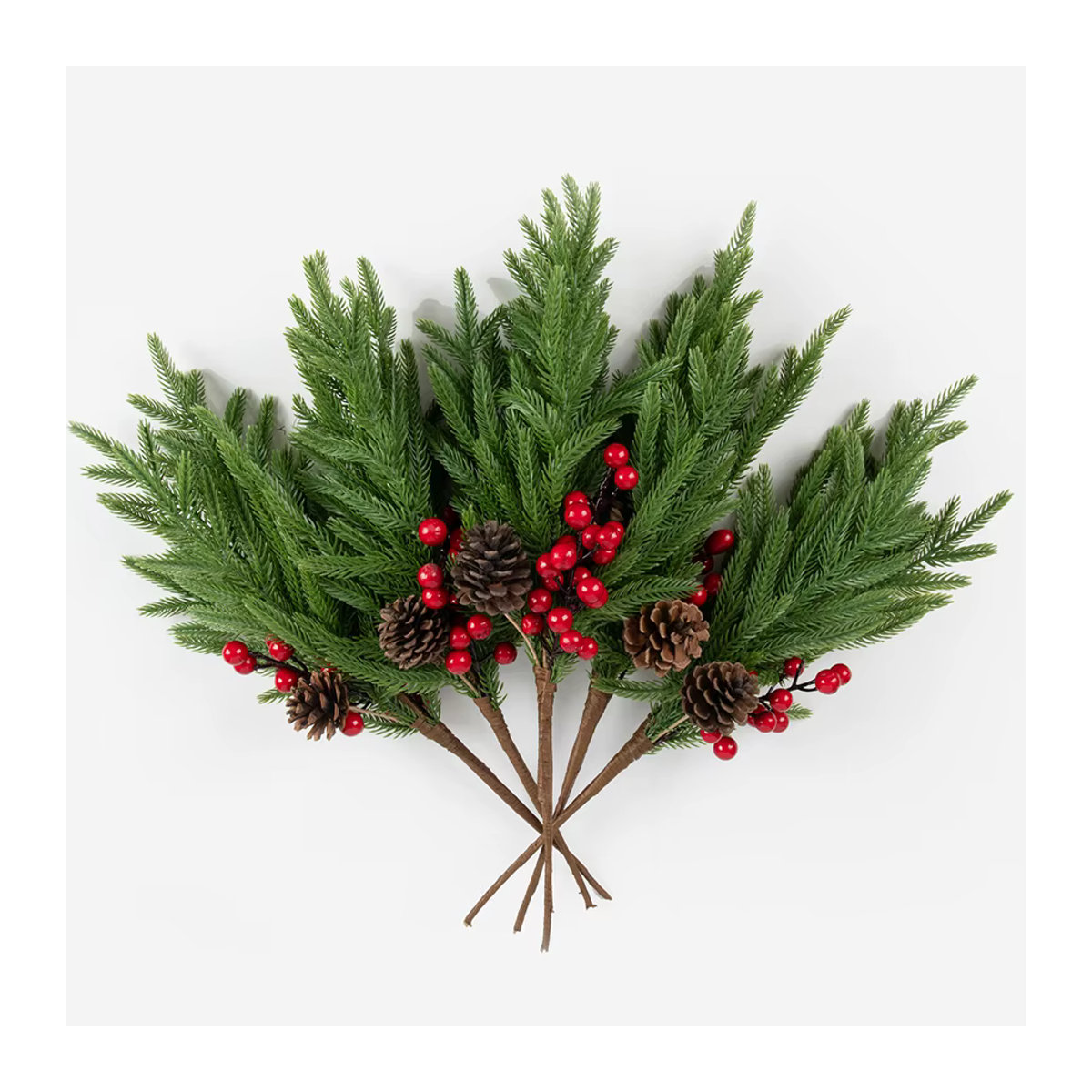 ZQCY Künstliche Kiefer mit Tannenzapfen in Grün für Weihnachtsdeko und DIY-Gartenprojekte - Bild 1