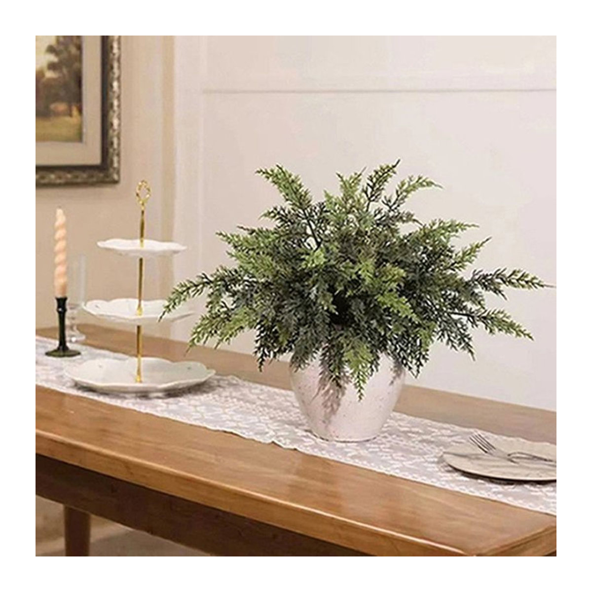 ZQCY Künstliche Olivenzweige in Grün als Dekoration für Hochzeit, Weihnachten und Wohnzimmer, 2er Set - Bild 1
