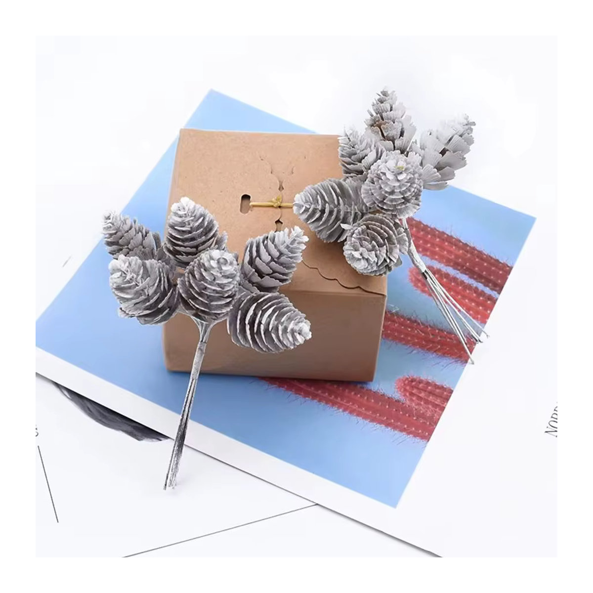 ZQCY Künstliche Pflanzen Dekoration in Silber für Hochzeit und Weihnachten - Bild 3