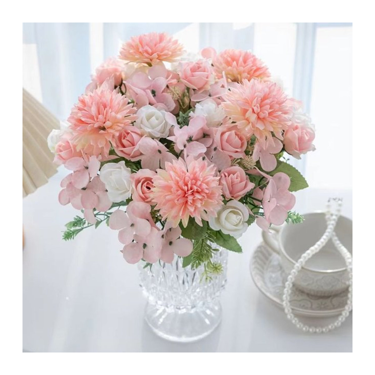 ZQCY Künstliche Rose aus Seide in Rosa als Einzelblume für Dekorationen und Hochzeiten - Bild 1