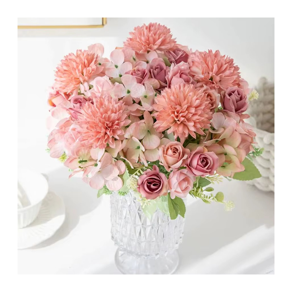 ZQCY Künstliche Rose aus Seide in Rosa als Einzelblume für Dekorationen und Hochzeiten - Bild 2
