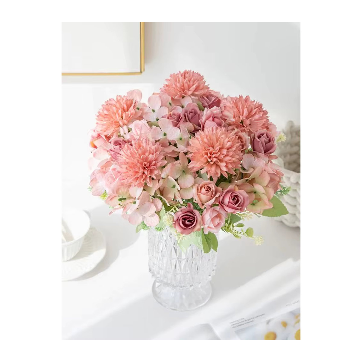 ZQCY Künstliche Rose aus Seide in Rosa als Einzelblume für Dekorationen und Hochzeiten - Bild 3