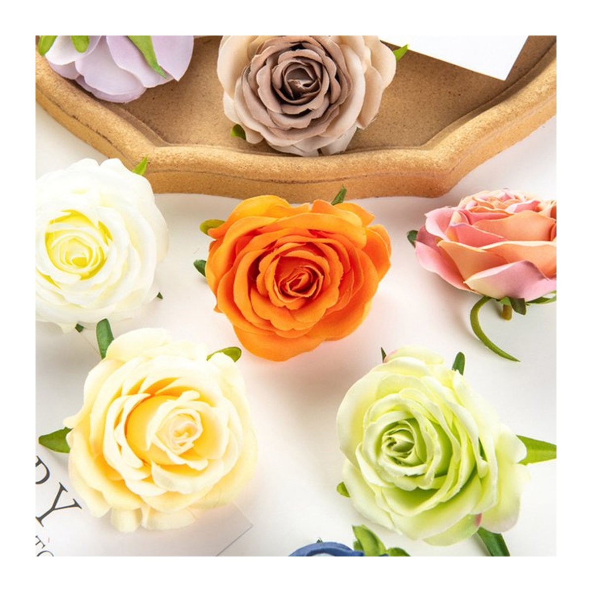 ZQCY Künstliche Rosen aus Textil für Scrapbooking und Dekoration, Rot, Orange, Mehrfarbig, Durchmesser: 7 cm - Bild 1