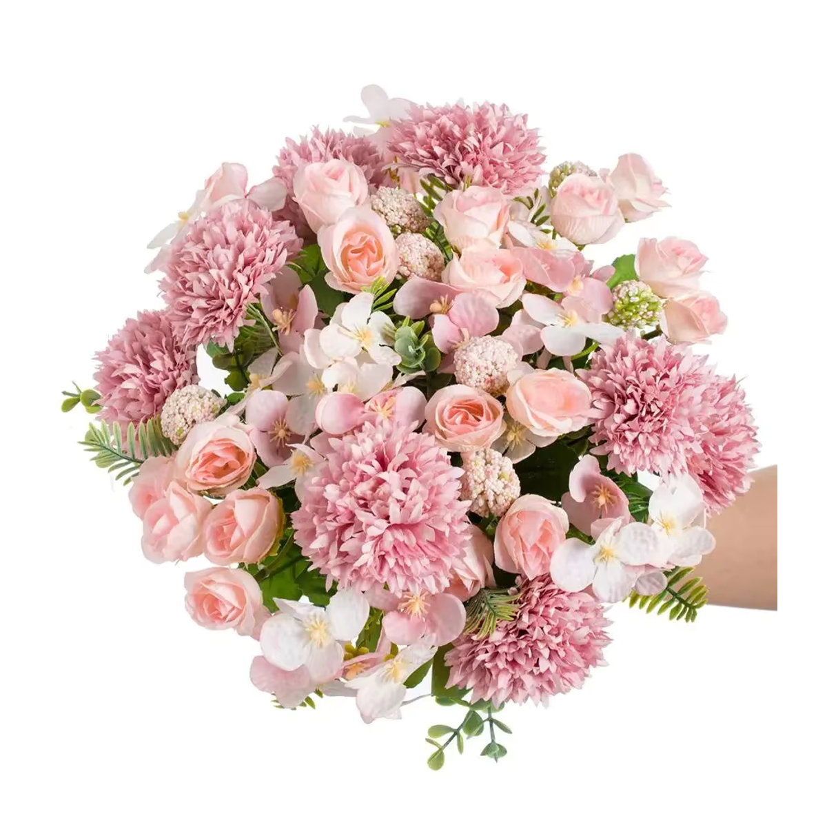 ZQCY Künstliche Rosen und Chrysanthemen aus Seide in Rosa für Hochzeitsdekoration und DIY-Kränze - Bild 3