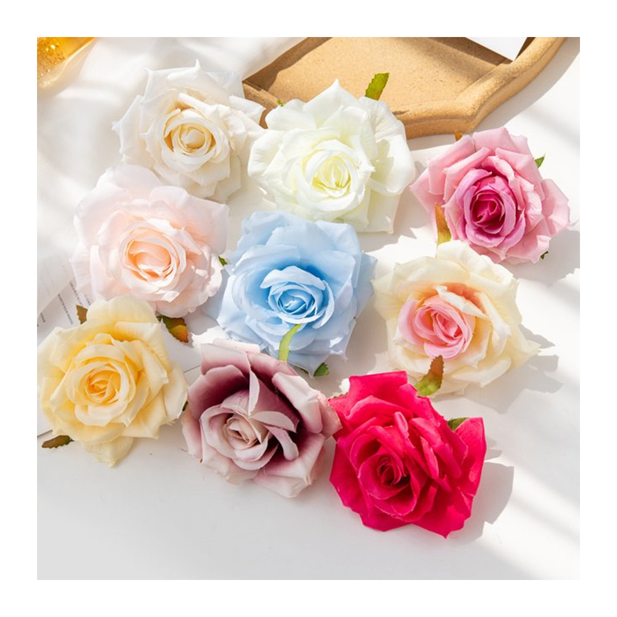 ZQCY Künstliche Seidenrose als Einzelstiel für Hochzeiten und Garten Dekoration in Weiß und Mehrfarbig - Bild 1
