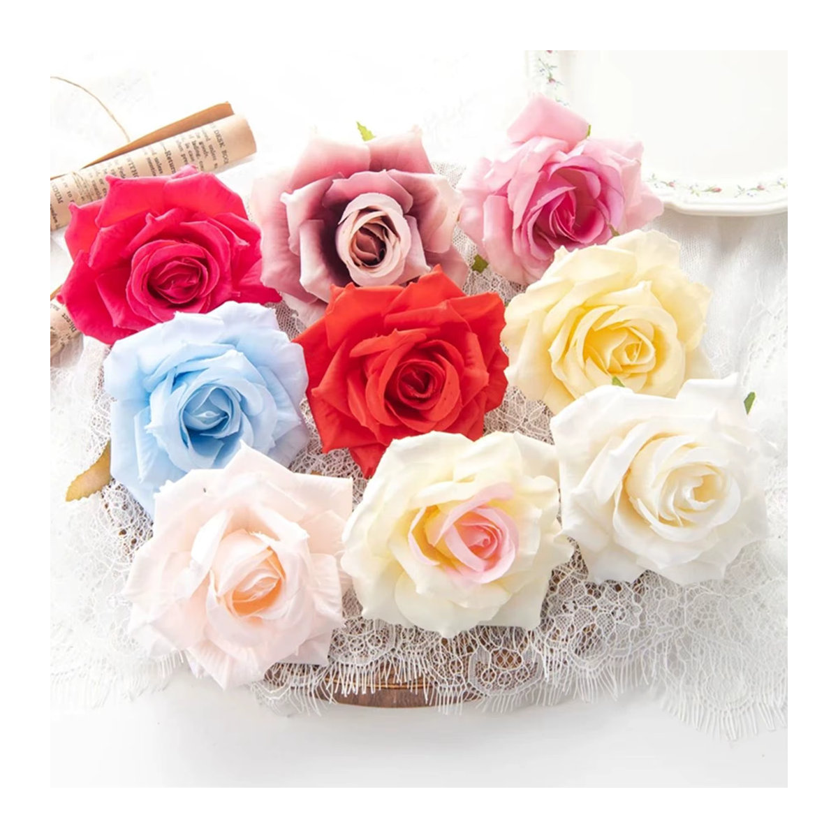 ZQCY Künstliche Seidenrose als Einzelstiel für Hochzeiten und Garten Dekoration in Weiß und Mehrfarbig - Bild 3