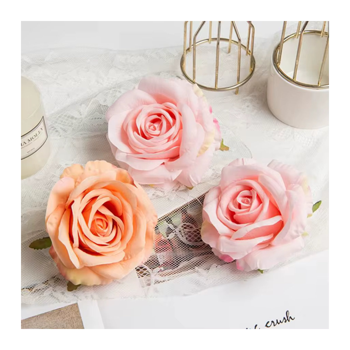 ZQCY Künstliche Seidenrosen in Orange und Rosa für Hochzeiten und DIY-Dekorationen - Bild 1