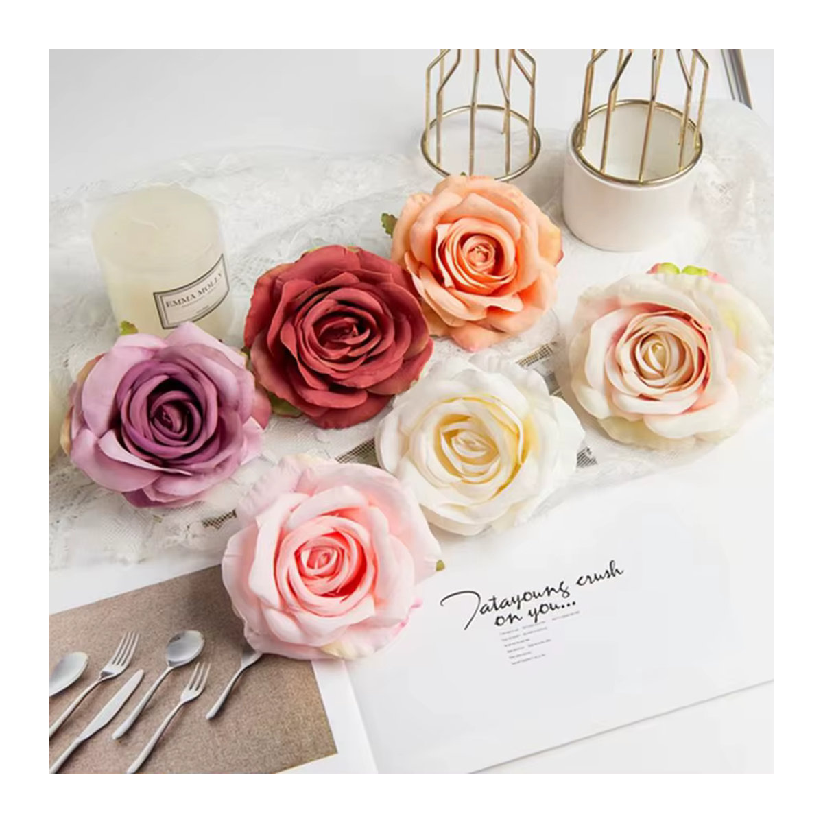 ZQCY Künstliche Seidenrosen in Orange und Rosa für Hochzeiten und DIY-Dekorationen - Bild 2