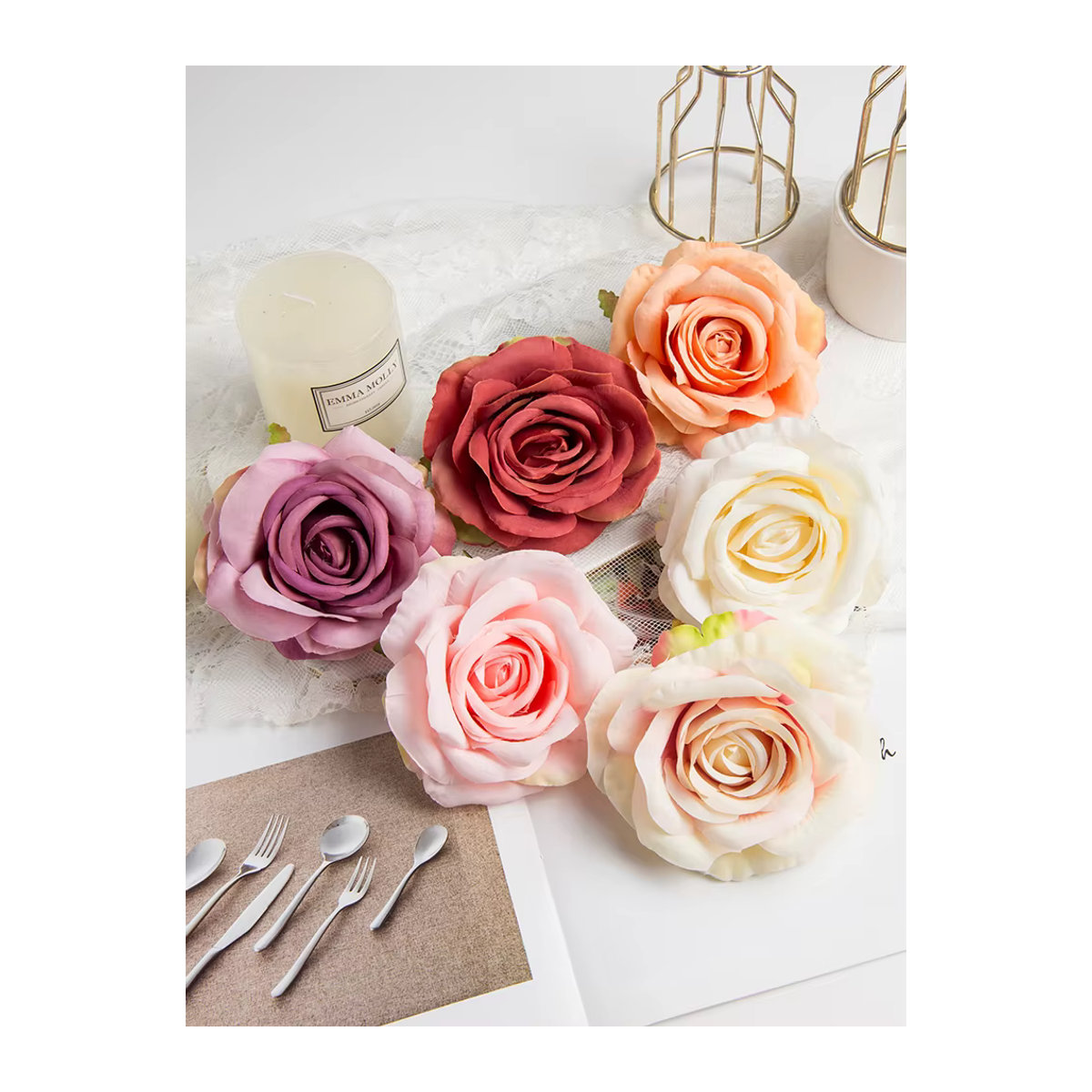 ZQCY Künstliche Seidenrosen in Orange und Rosa für Hochzeiten und DIY-Dekorationen - Bild 3