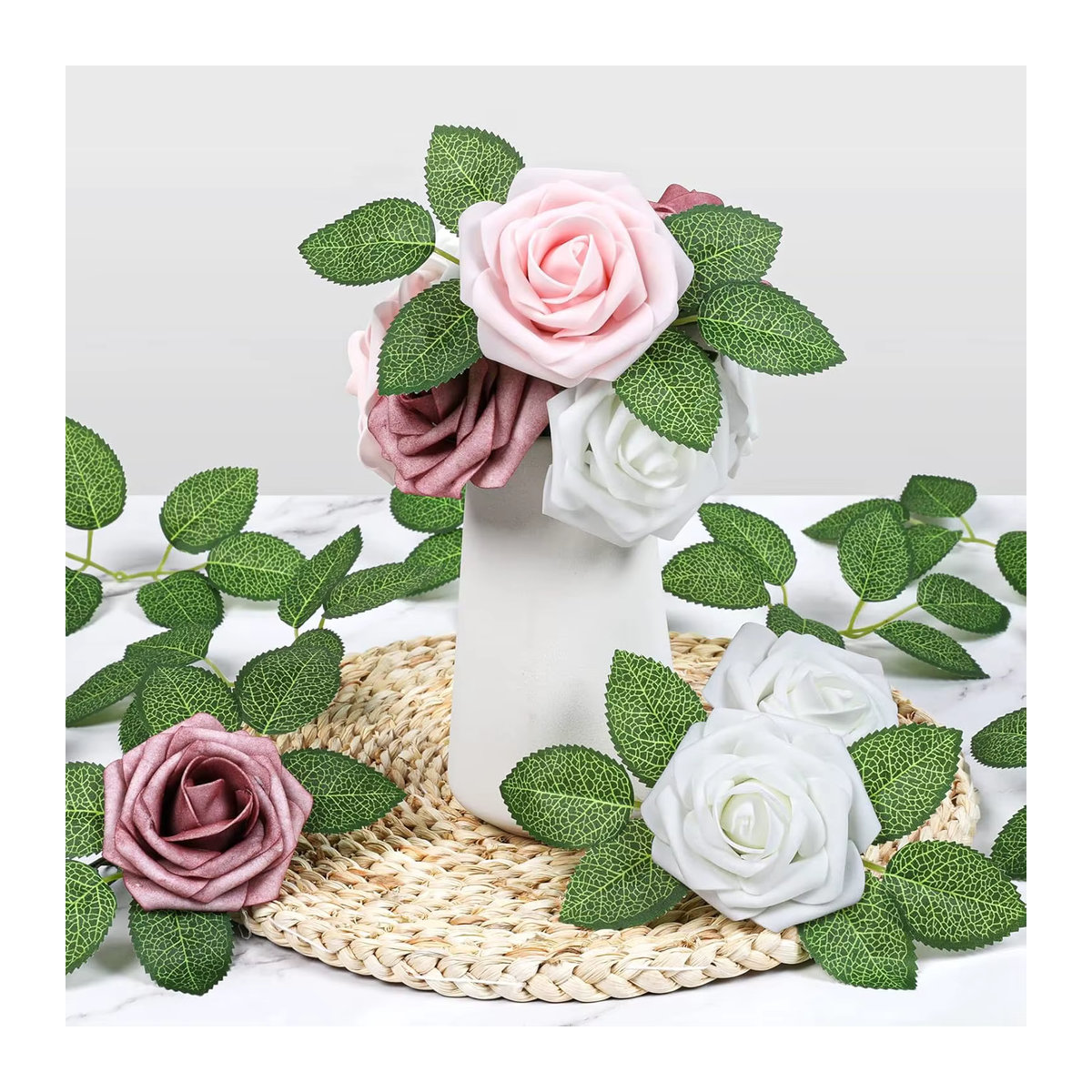 ZQCY Künstliche Seidenrosen Mehrfarbig für DIY Dekoration Hochzeit und Valentinstag - Bild 1
