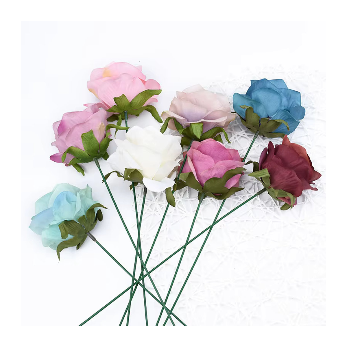 ZQCY Künstlicher Blumenkranz aus Textil mit Rosen in Weiß und Mehrfarbig für Hochzeitsdekoration und Vintage-Wandgestaltung - Bild 3