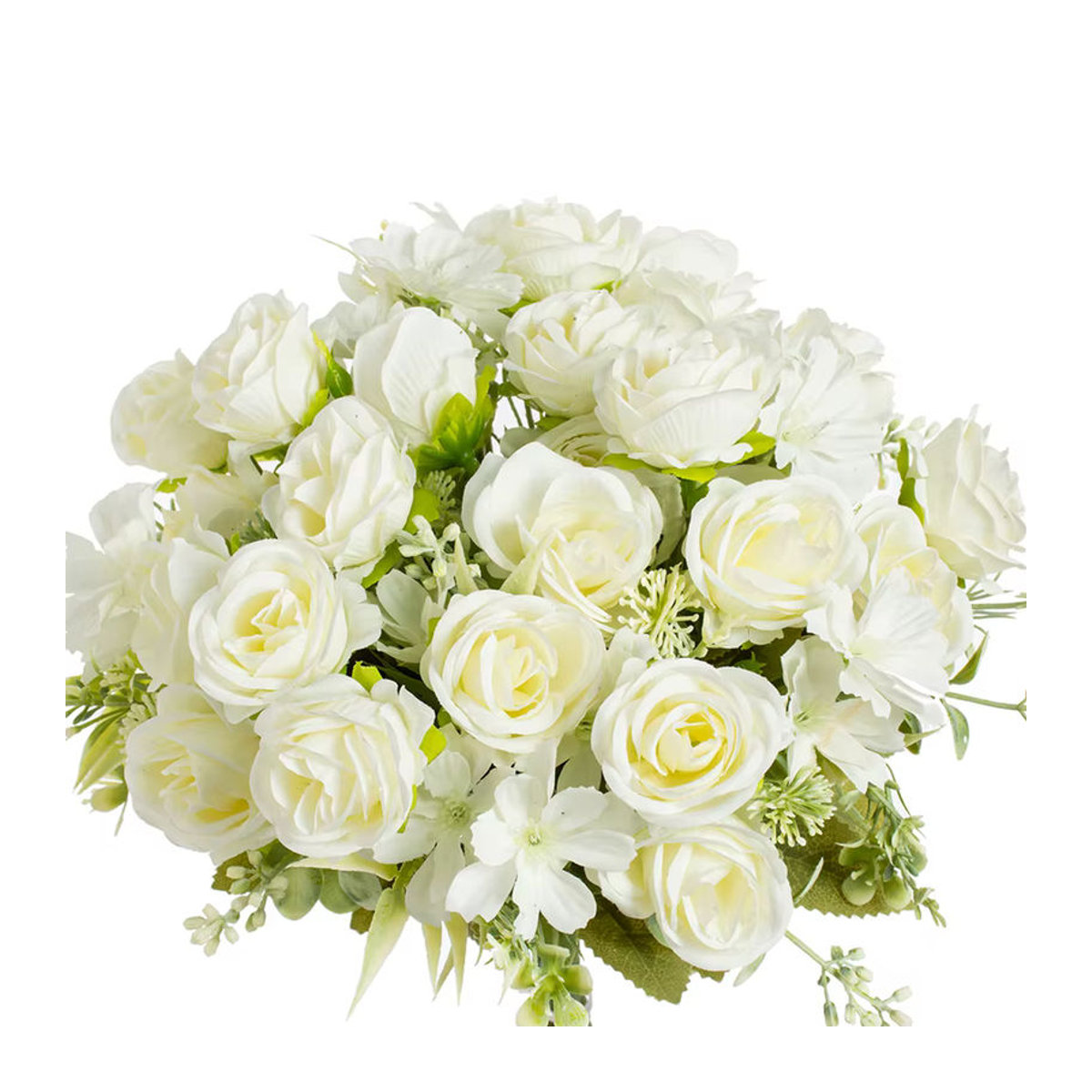 ZQCY Künstlicher Blumenkranz Weiß Rund mit Floraler Dekoration für Hochzeit und Garten - Bild 2