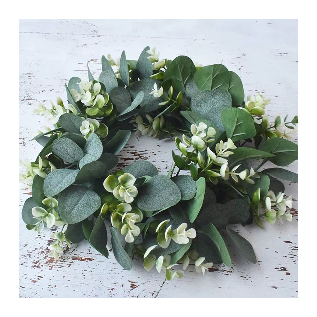 ZQCY Künstlicher Eukalyptus-Kranz in Grün, runder hängender Blumenkranz für Hochzeiten und Heimdekoration, Durchmesser: 30 cm - Bild 3
