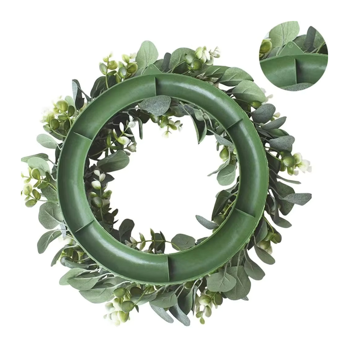 ZQCY Künstlicher Eukalyptus-Kranz in Grün, runder hängender Blumenkranz für Hochzeiten und Heimdekoration, Durchmesser: 30 cm - Bild 5