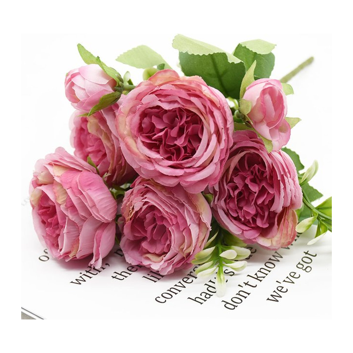 ZQCY Künstlicher Pfingstrosenstrauß in Rosa mit 9 Blütenköpfen für Dekoration und Hochzeit - Bild 1
