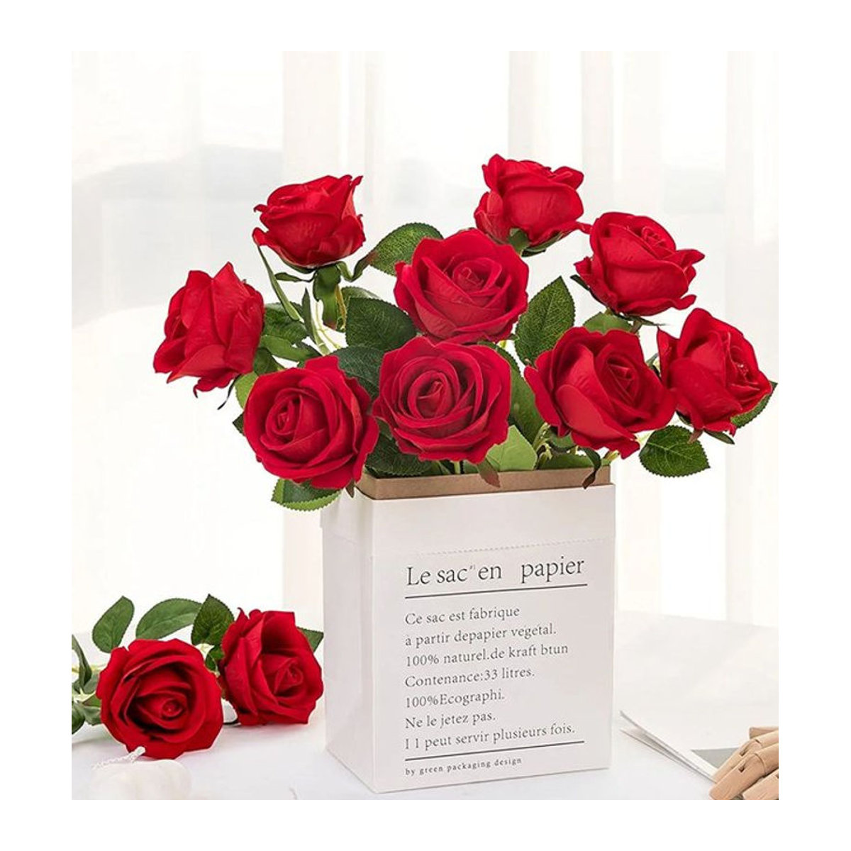ZQCY Künstlicher Rosenkranz in Rot für Hochzeit und Dekoration - Bild 1