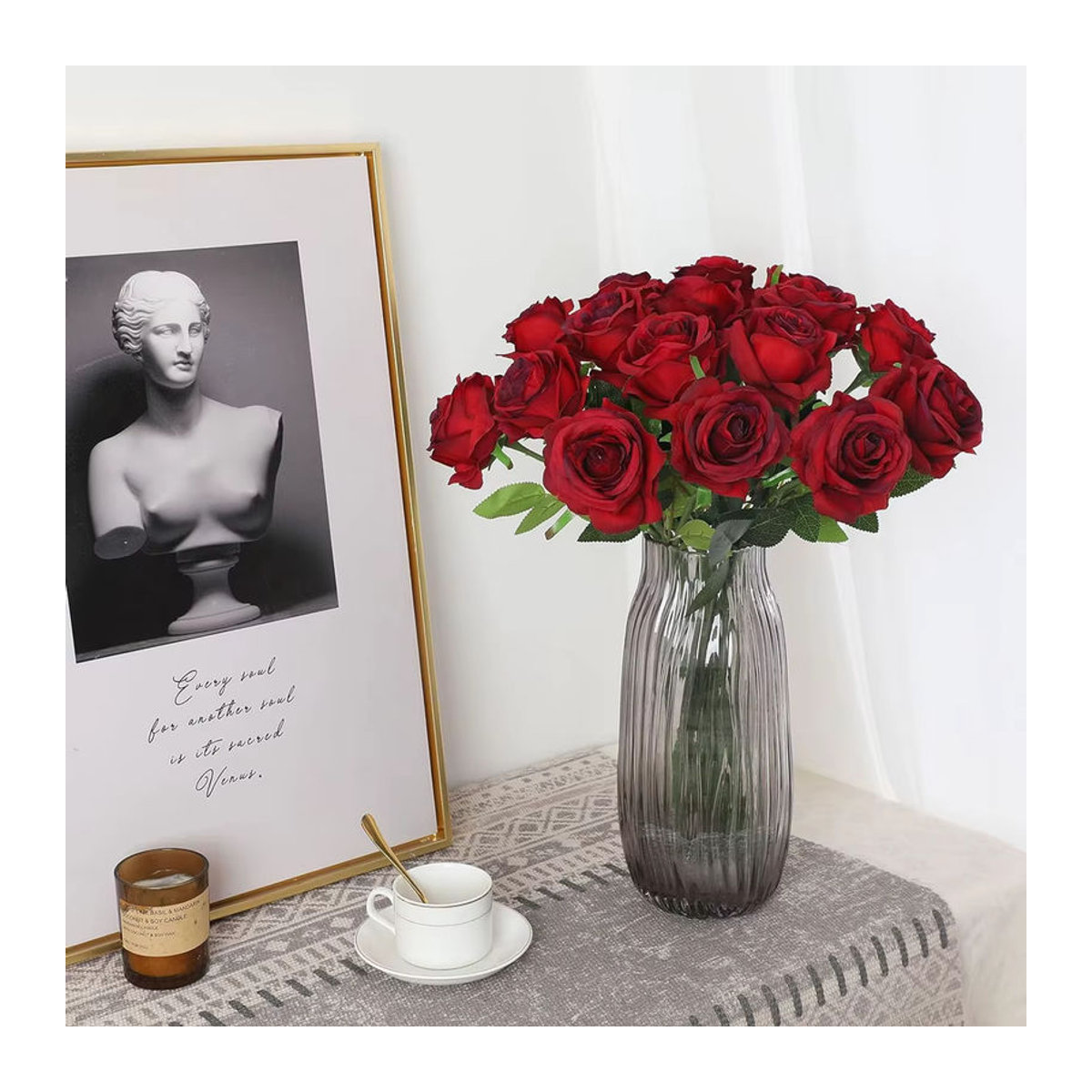 ZQCY Künstlicher Rosenkranz in Rot für Hochzeit und Dekoration - Bild 3
